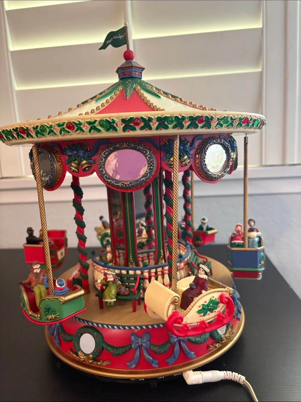Mr Christmas Holiday Fair Music Sleigh Merry Go Round Vintage